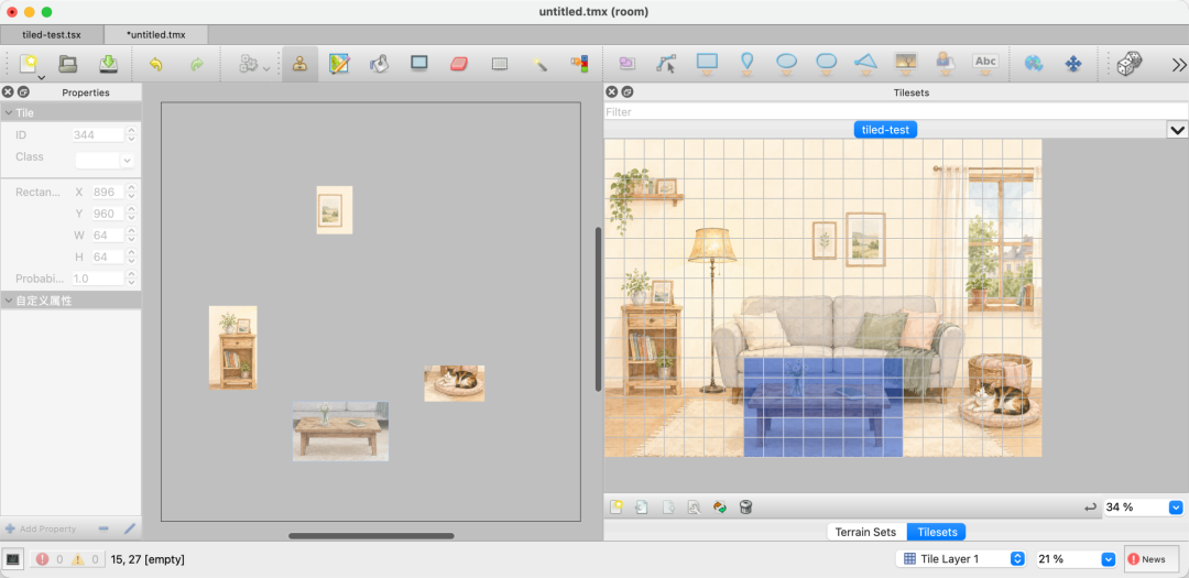 Tiled 中使用 tileset 拼接地图